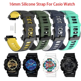 16mm Silicone Strap for Casio G-SHOCK Watches – Compatible with GA110, DW-5600, GA2100 and More
