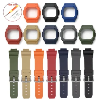 Rubber Strap + Protective Case for Casio G-shock DW-5600 5610 GW-M5610 GW-B5600 Men Replacement Bracelet Watch Band Bezel