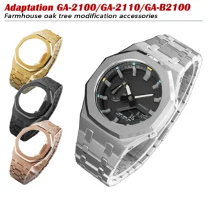 Gen. 5 GA-2100 Mod Kit Stainless Steel Watch Case with Solid Metal Strap Compatible with GA-2110 GA-B2100 Watch Part Replacement