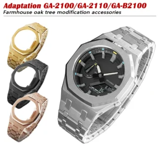 Gen. 5 GA-2100 Mod Kit Stainless Steel Watch Case with Solid Metal Strap Compatible with GA-2110 GA-B2100 Watch Part Replacement