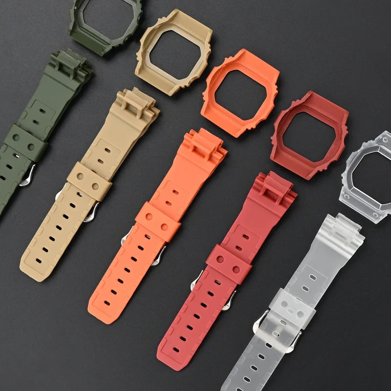 Rubber Strap + Protective Case for Casio G-shock DW-5600 5610 GW-M5610 GW-B5600 Men Replacement Bracelet Watch Band Bezel - Image 3