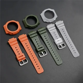 Case + Strap for Casio G-SHOCK GA-2100 GA-2110 Transparent Rubber Resin Watch Band Modified Quick Release Wrist Bracelet Shell