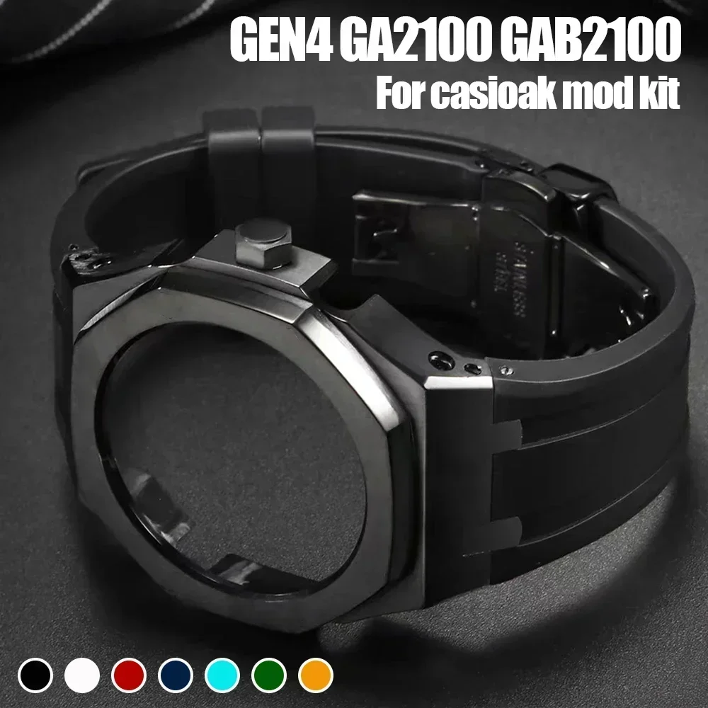 GEN4 Casioak GA2100 Mod Kit For G-SHOCK GA2100/GA2110 GAB2100 Stainless Steel Case Bezel Rubber Strap Replacement Mod Refit Kit