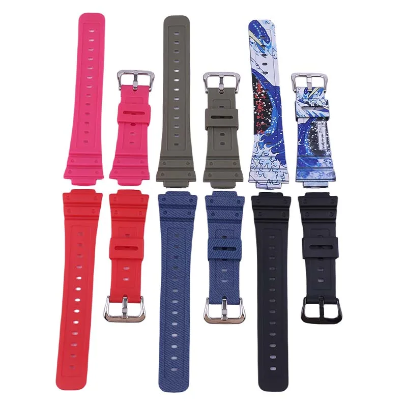 Resin watch strap accessories for Casio g-shock DW5600 5025 5030 5035 GW-5610 GW-B5600 G-5600E Men sport silicone wristbands