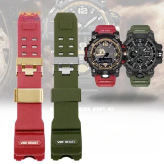 For Casio G-Shock Blue Red Green Watchband Big Mud King GWG-1000GB Series Black Gold Resin Anti-Allergy Silicone Watch Strap