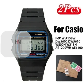 2Pcs Smartwatch Screen Protector For Casio Men Classic F91W-1 A158W DW5600/5610 HD Clear Anti-Scratch Waterproof Full Protectors