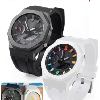 Mod Kit For Casio G-SHOCK GA-2100 GA-2110 GA-B2100 watch ceramic case + FKM fluororubber strap Men Modified Replace accessories