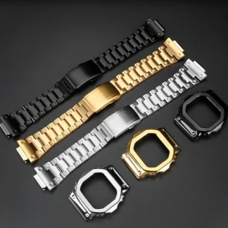 GM 5600 Metal Case for Casio Small Square 3229 GM-5600 GM5600 Modified Shell Stainless Steel Watch Strap Bezel Watchband