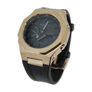 Hontao GA2100 Casioak 5th Gen Rose gold Stainless Steel Watch Case Fluoro Rubber Strap for Casio G Shock GA-2100/B2100/2110